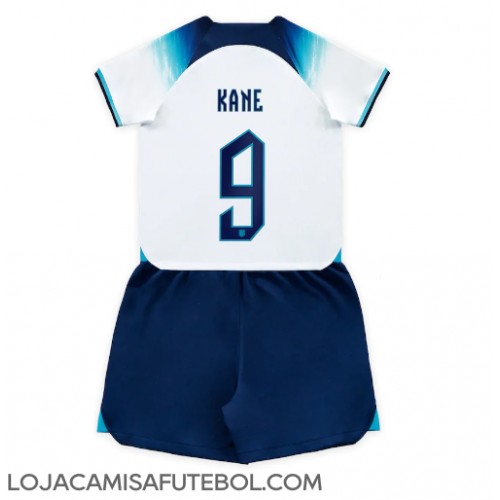 Camisa de Futebol Inglaterra Harry Kane #9 Equipamento Principal Infantil Mundo 2022 Manga Curta (+ Calças curtas)